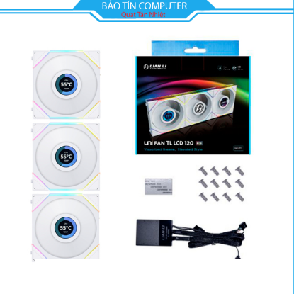 Quạt Tản Nhiệt Lian-Li UNI Fan TL Wireless LCD 120 Reverse Triple White