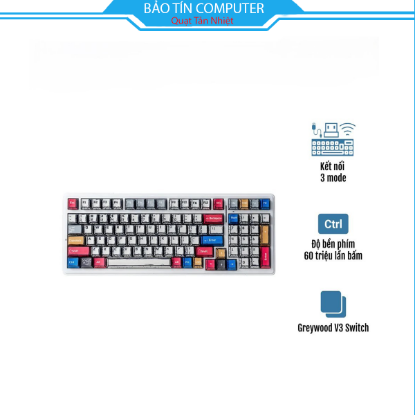 Bàn phím cơ AULA F99 3 Mode Comic Grey Wood V3 switch