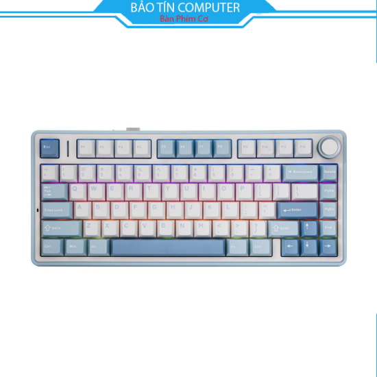 Bàn phím cơ AULA F75 - 3 Mode Sea Blue Grey Wood V3 switch