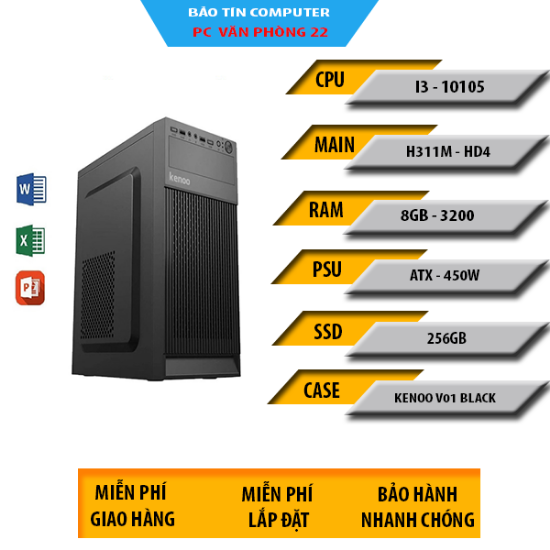 PC Văn Phòng CORE I3 10105 RAM 8GB 256GB