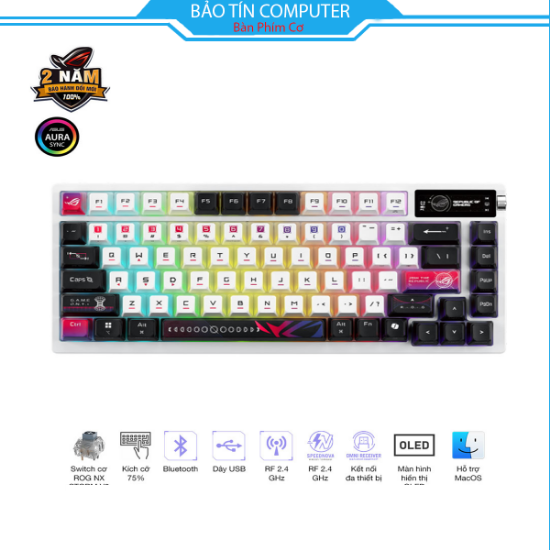 Bàn phím cơ Asus ROG Azoth X Wireless NX Snow V2 switch